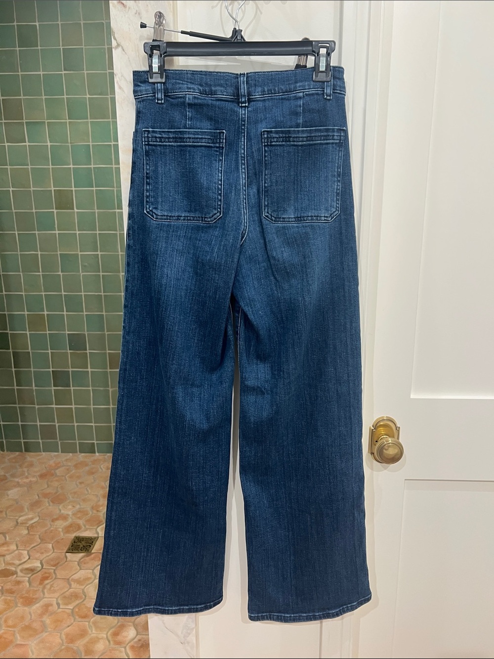 FRAME Le slim palazzo High-Rise Wide-Leg Women’s Jeans - Dark Blue - Picture 6 of 8